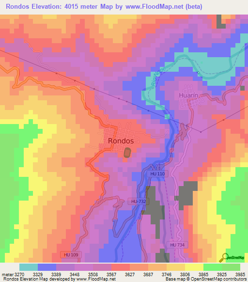 Rondos,Peru Elevation Map