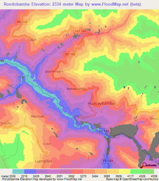 Rondobamba,Peru Elevation Map