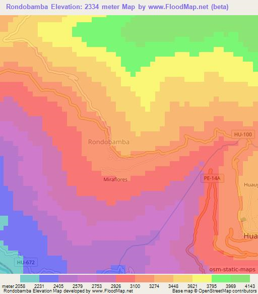 Rondobamba,Peru Elevation Map