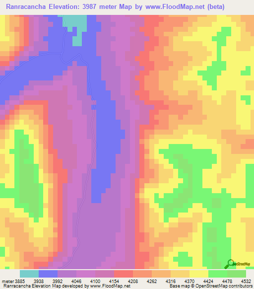 Ranracancha,Peru Elevation Map