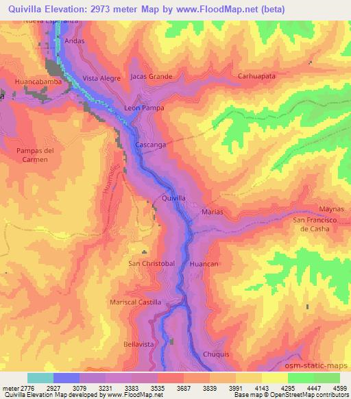 Quivilla,Peru Elevation Map