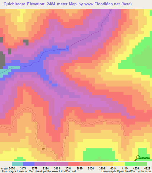 Quichiragra,Peru Elevation Map