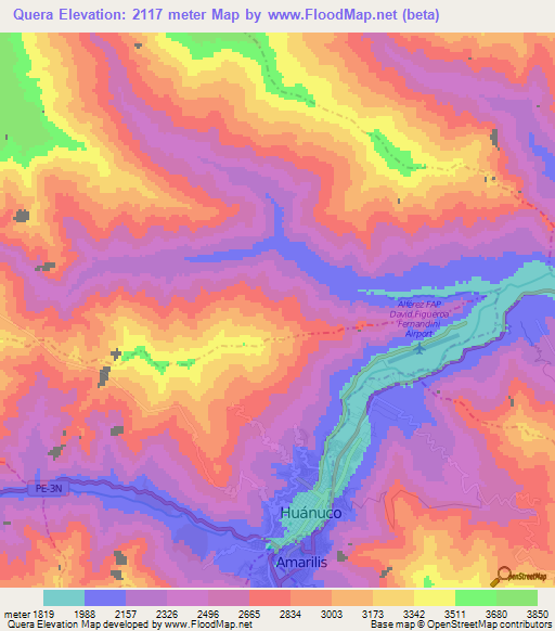 Quera,Peru Elevation Map