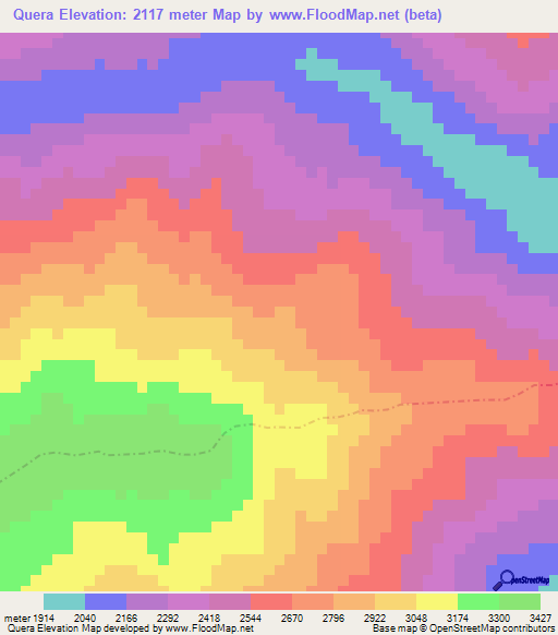 Quera,Peru Elevation Map