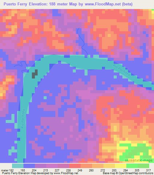 Puerto Ferry,Peru Elevation Map