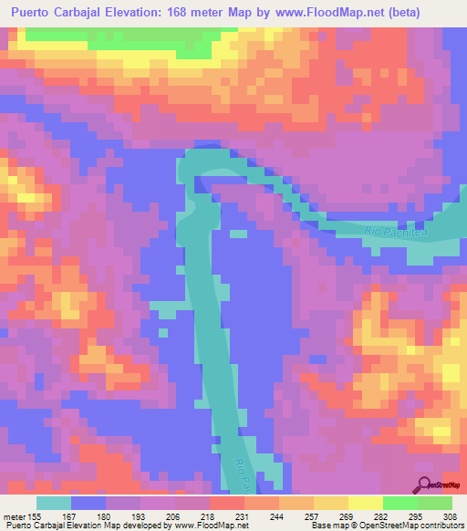 Puerto Carbajal,Peru Elevation Map