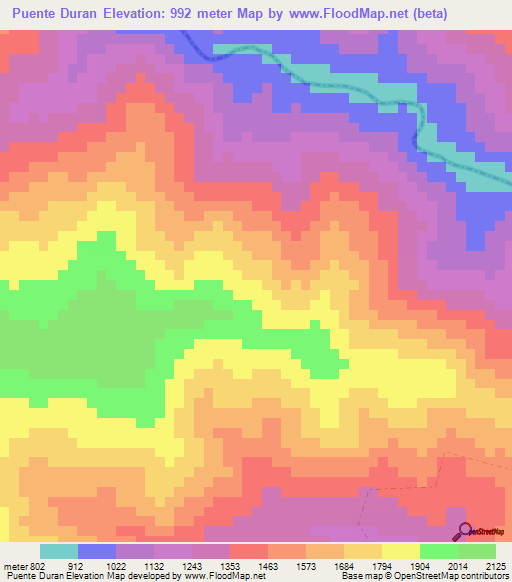 Puente Duran,Peru Elevation Map