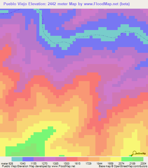 Pueblo Viejo,Peru Elevation Map