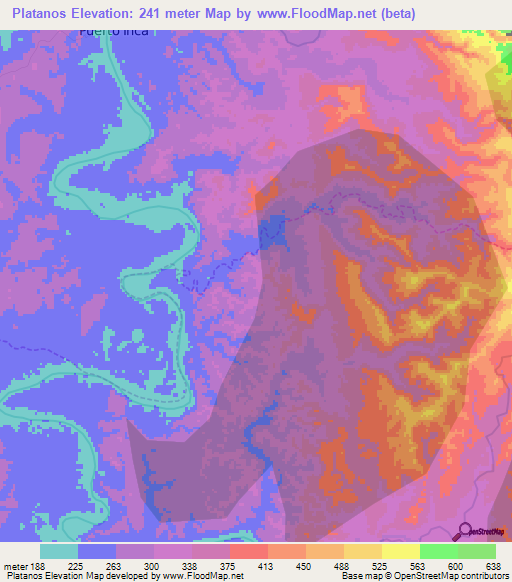 Platanos,Peru Elevation Map