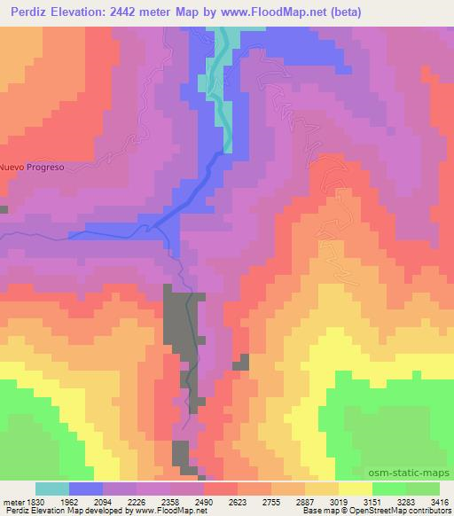 Perdiz,Peru Elevation Map