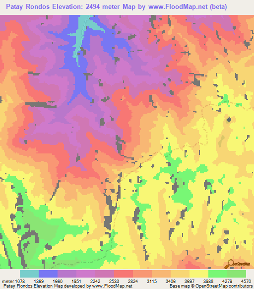 Patay Rondos,Peru Elevation Map