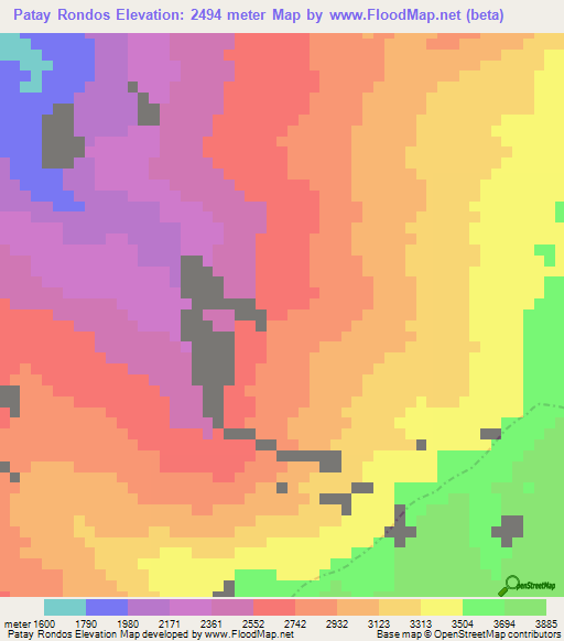 Patay Rondos,Peru Elevation Map