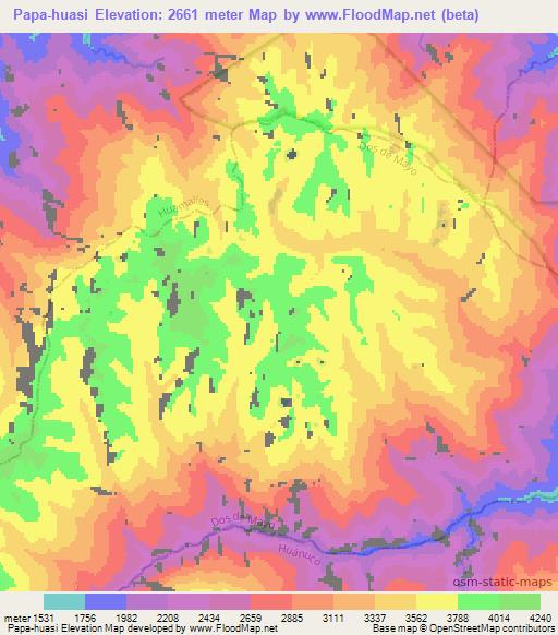 Papa-huasi,Peru Elevation Map