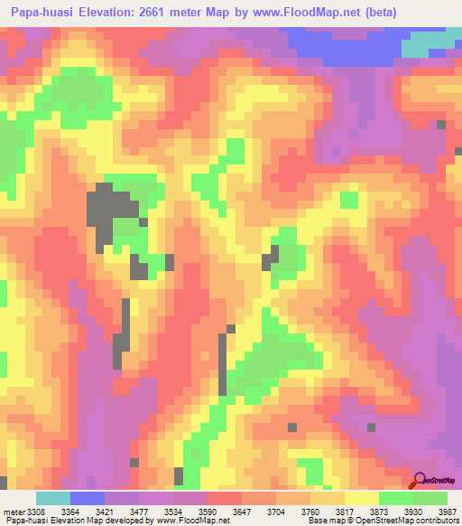 Papa-huasi,Peru Elevation Map