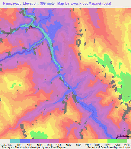 Pampayacu,Peru Elevation Map