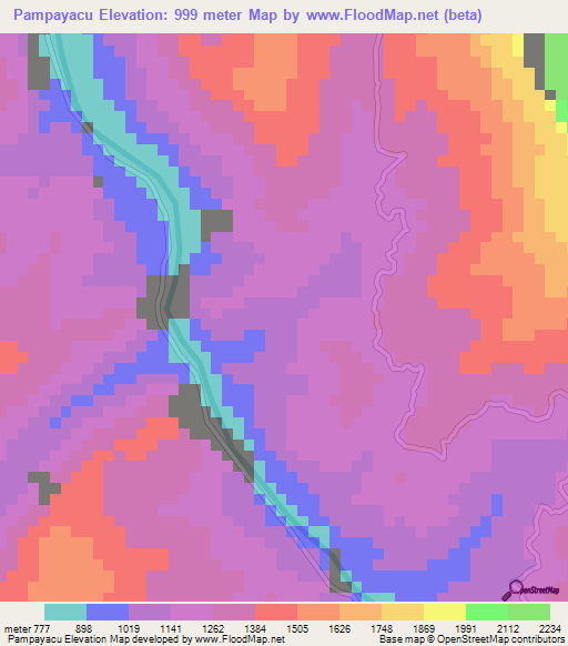 Pampayacu,Peru Elevation Map