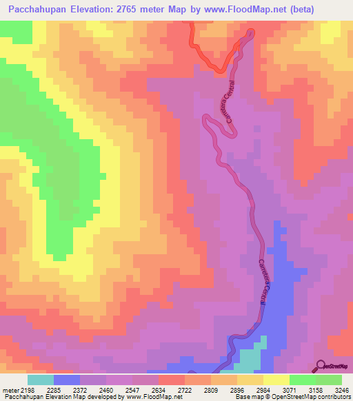 Pacchahupan,Peru Elevation Map