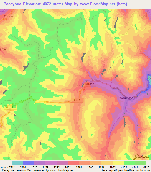 Pacayhua,Peru Elevation Map