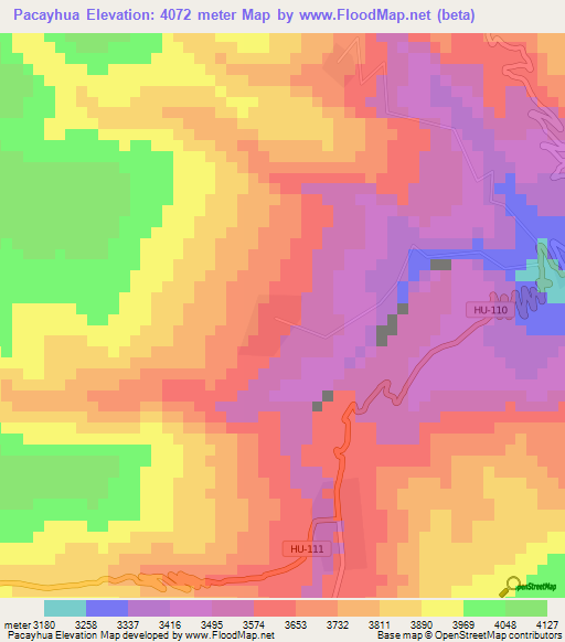 Pacayhua,Peru Elevation Map