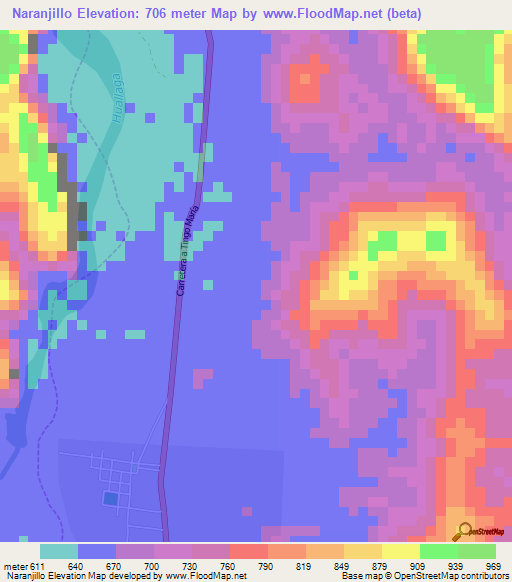 Naranjillo,Peru Elevation Map