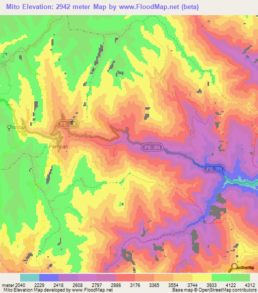 Mito,Peru Elevation Map