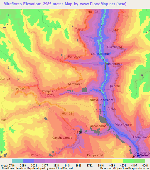 Miraflores,Peru Elevation Map