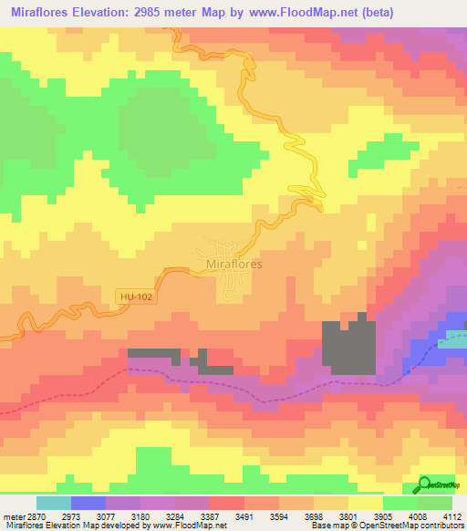 Miraflores,Peru Elevation Map