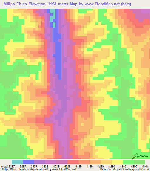 Millpo Chico,Peru Elevation Map