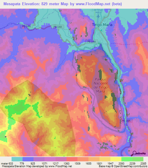 Mesapata,Peru Elevation Map