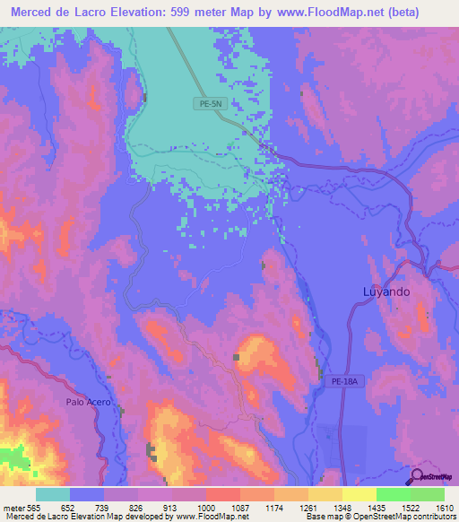 Merced de Lacro,Peru Elevation Map