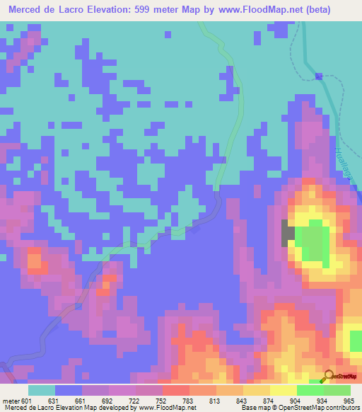 Merced de Lacro,Peru Elevation Map