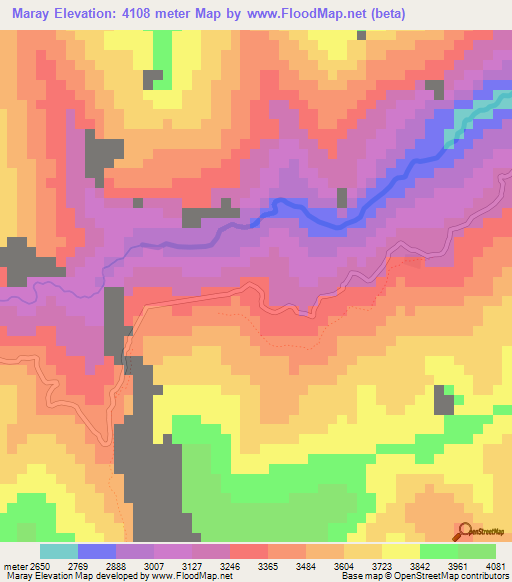 Maray,Peru Elevation Map