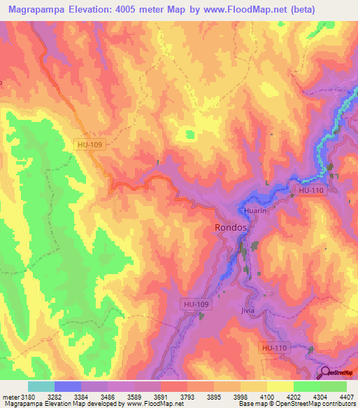 Magrapampa,Peru Elevation Map