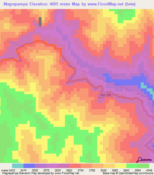 Magrapampa,Peru Elevation Map