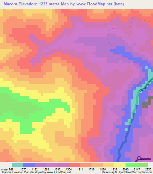 Macora,Peru Elevation Map