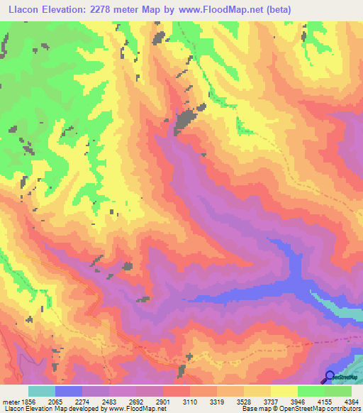 Llacon,Peru Elevation Map