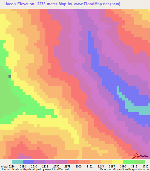 Llacon,Peru Elevation Map