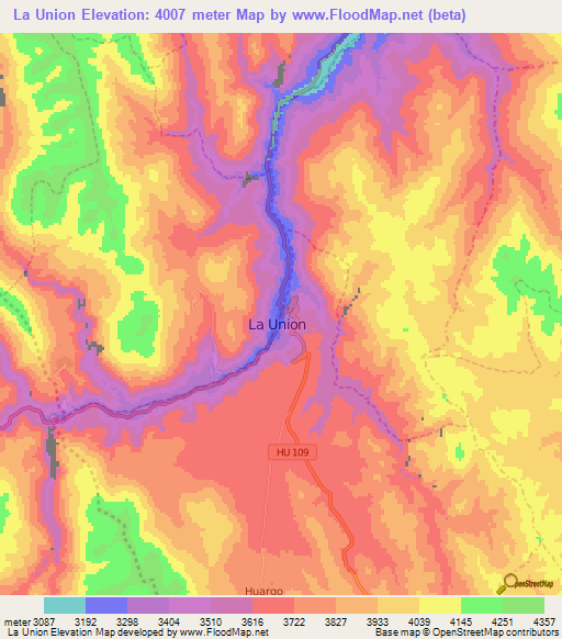 La Union,Peru Elevation Map