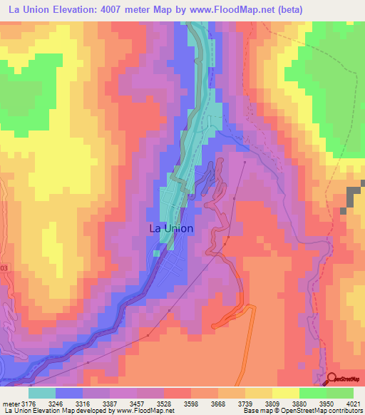 La Union,Peru Elevation Map