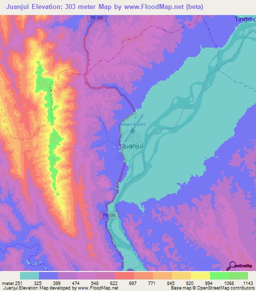 Juanjui,Peru Elevation Map