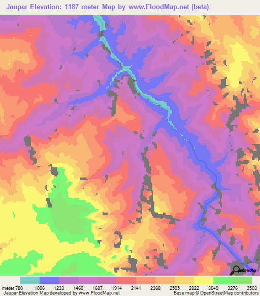 Jaupar,Peru Elevation Map