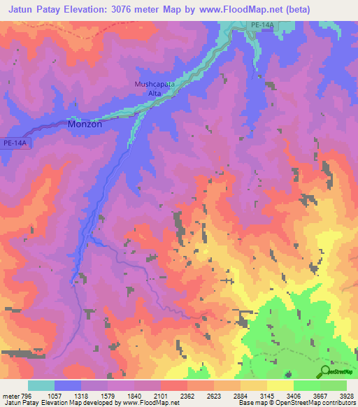 Jatun Patay,Peru Elevation Map