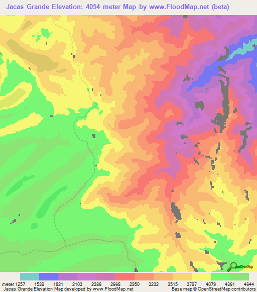 Jacas Grande,Peru Elevation Map