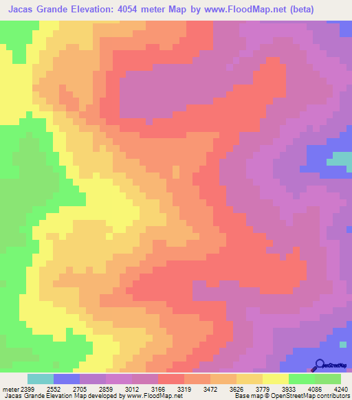 Jacas Grande,Peru Elevation Map