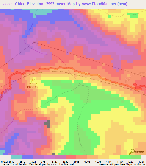 Jacas Chico,Peru Elevation Map