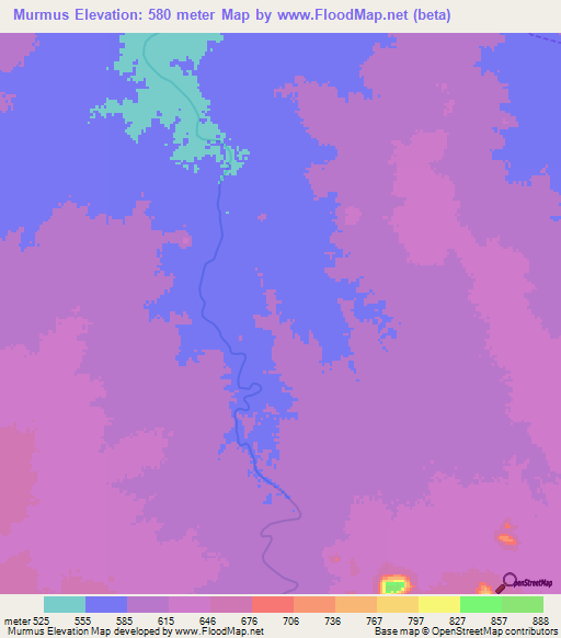 Murmus,Sudan Elevation Map