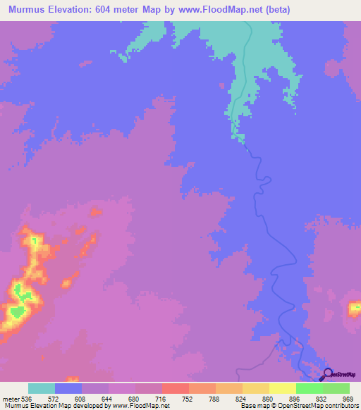 Murmus,Sudan Elevation Map