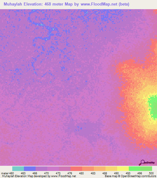 Muhaylah,Sudan Elevation Map