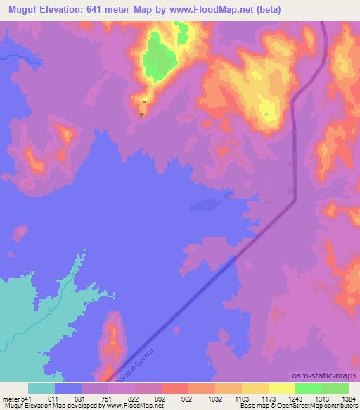 Muguf,Sudan Elevation Map