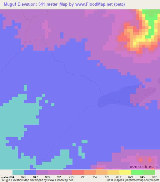 Muguf,Sudan Elevation Map